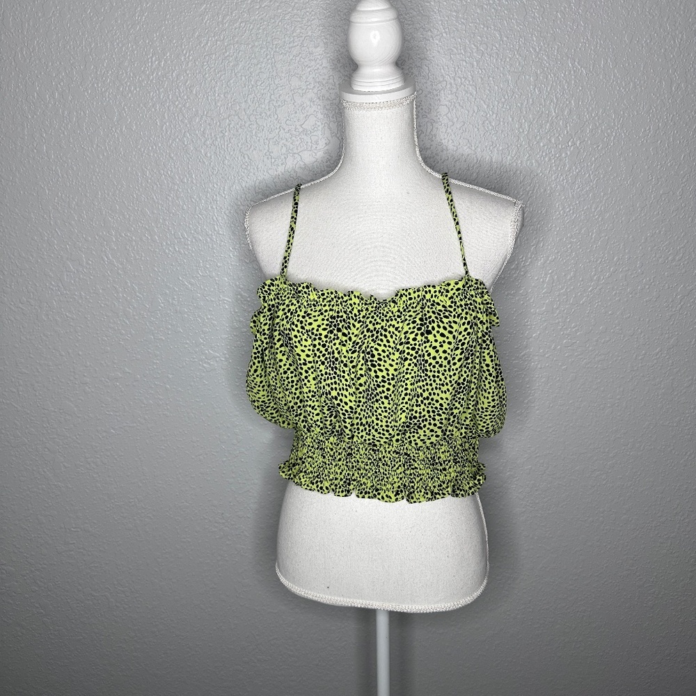Topshop Green & Black Summer crop‎ top